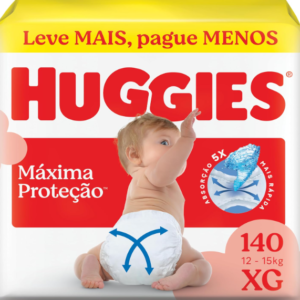 Huggies Supreme Care Fralda Descartável, Tecnologia Xtra-Flex, Canais em X, Máxima Proteção, XG, 140 Unidades